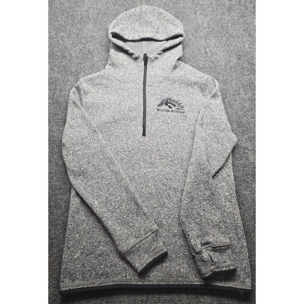 Western Michigan Broncos Enza Grey 1/4 Zip Hoodie W/ Thumbs Women's Medium